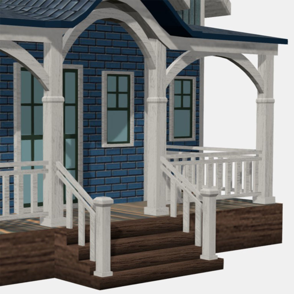 American Style Cottage - Town House Model Low-poly 3D model_5