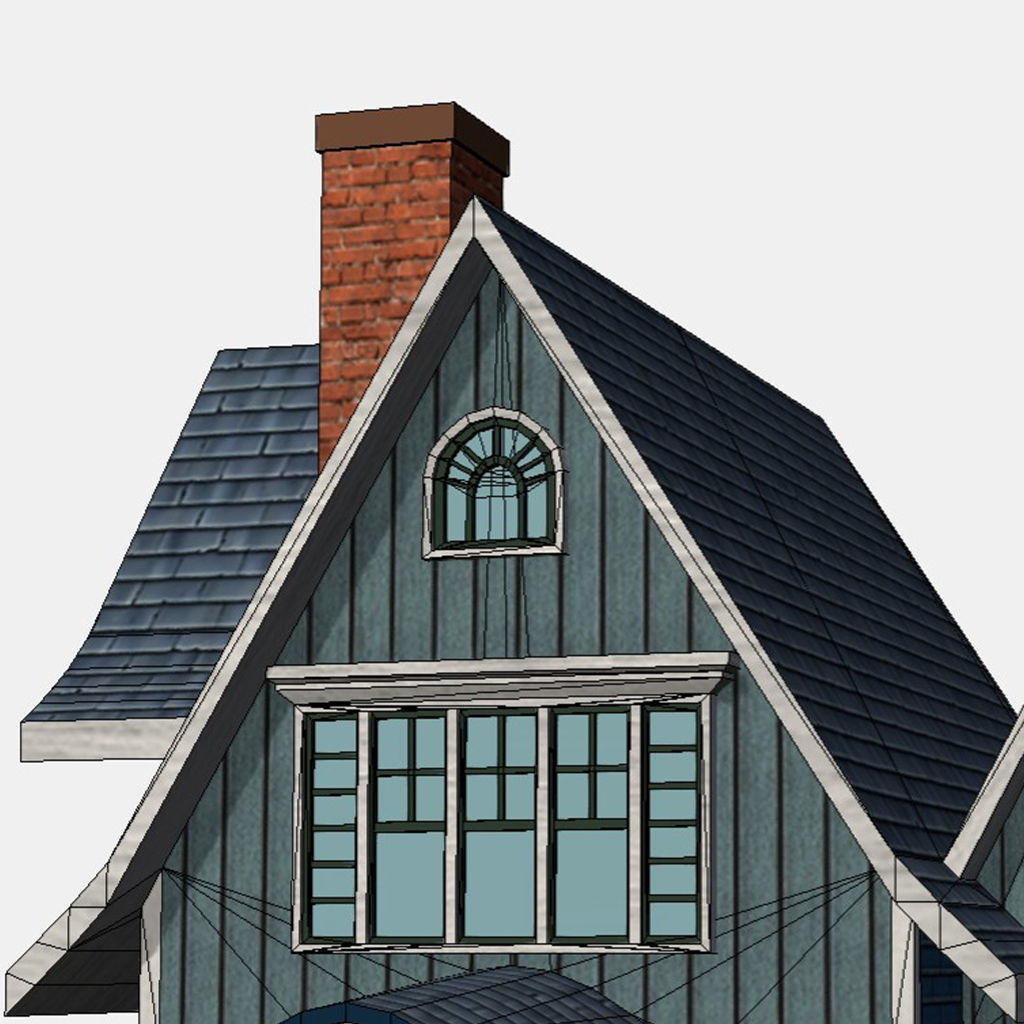 American Style Cottage - Town House Model Low-poly 3D model_7