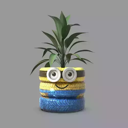 Recycle of tyre used in garden Low-poly 3D model