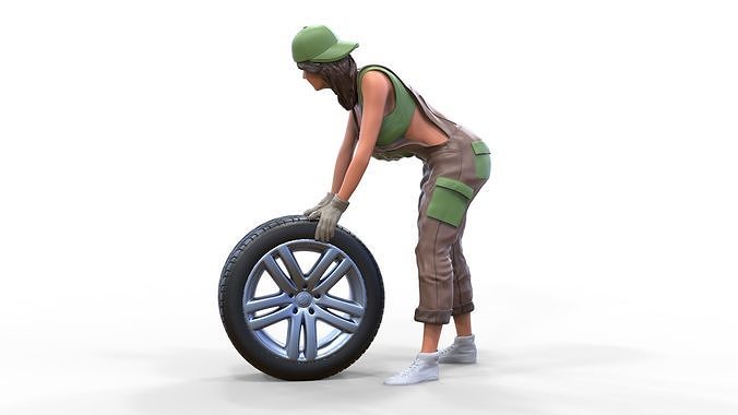 N1 woman mechanic 3D print model 3