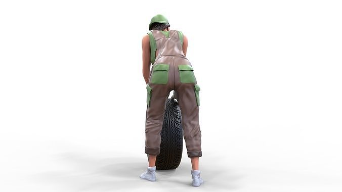 N1 woman mechanic 3D print model 6