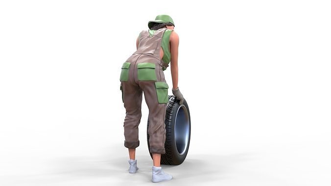 N1 woman mechanic 3D print model 7