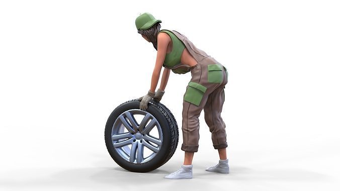N1 woman mechanic 3D print model 4
