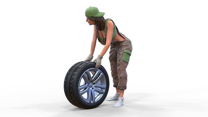 N1 woman mechanic 3D print model 2