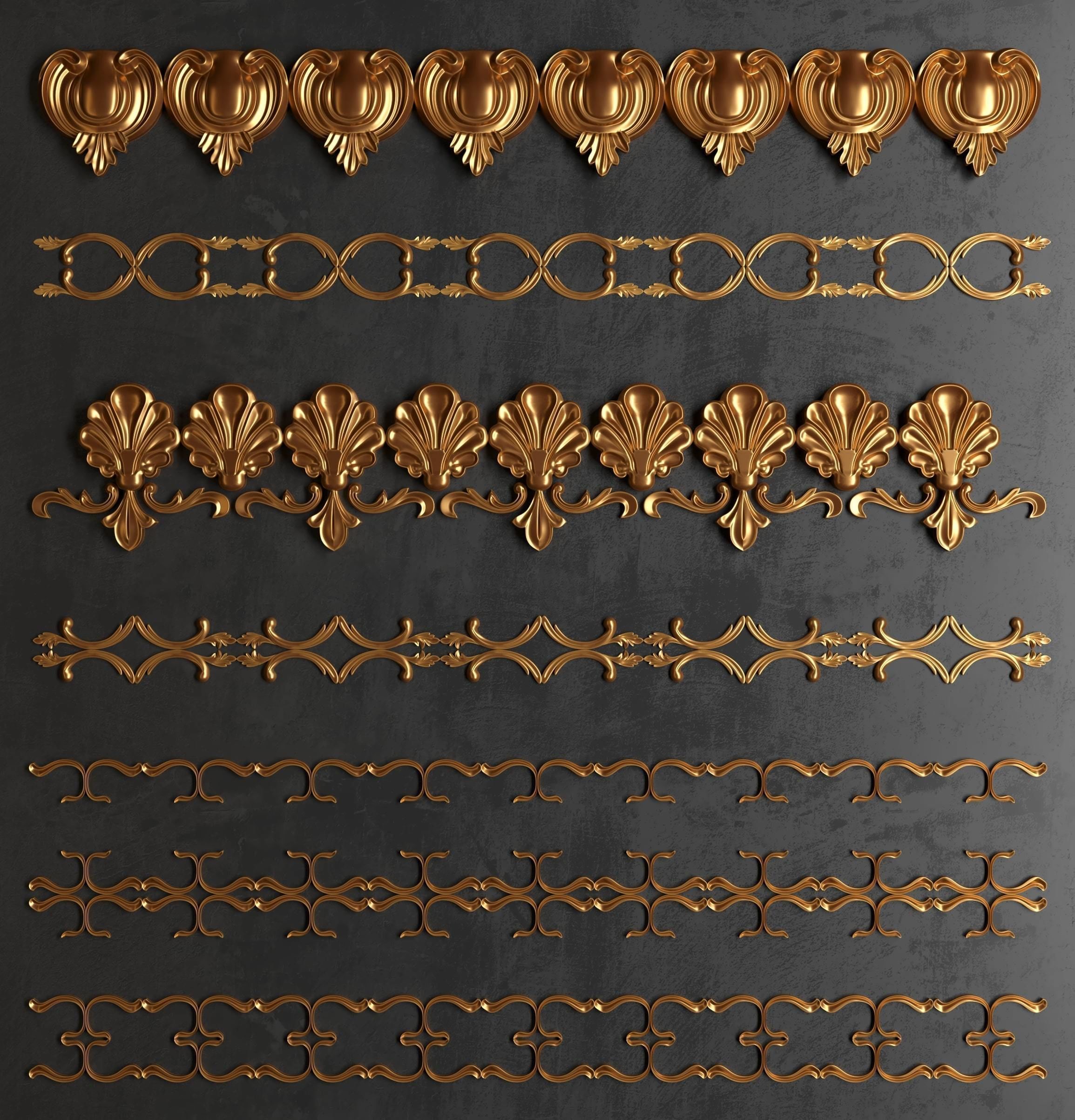 Collection of applied architectural ornaments 3D model_28