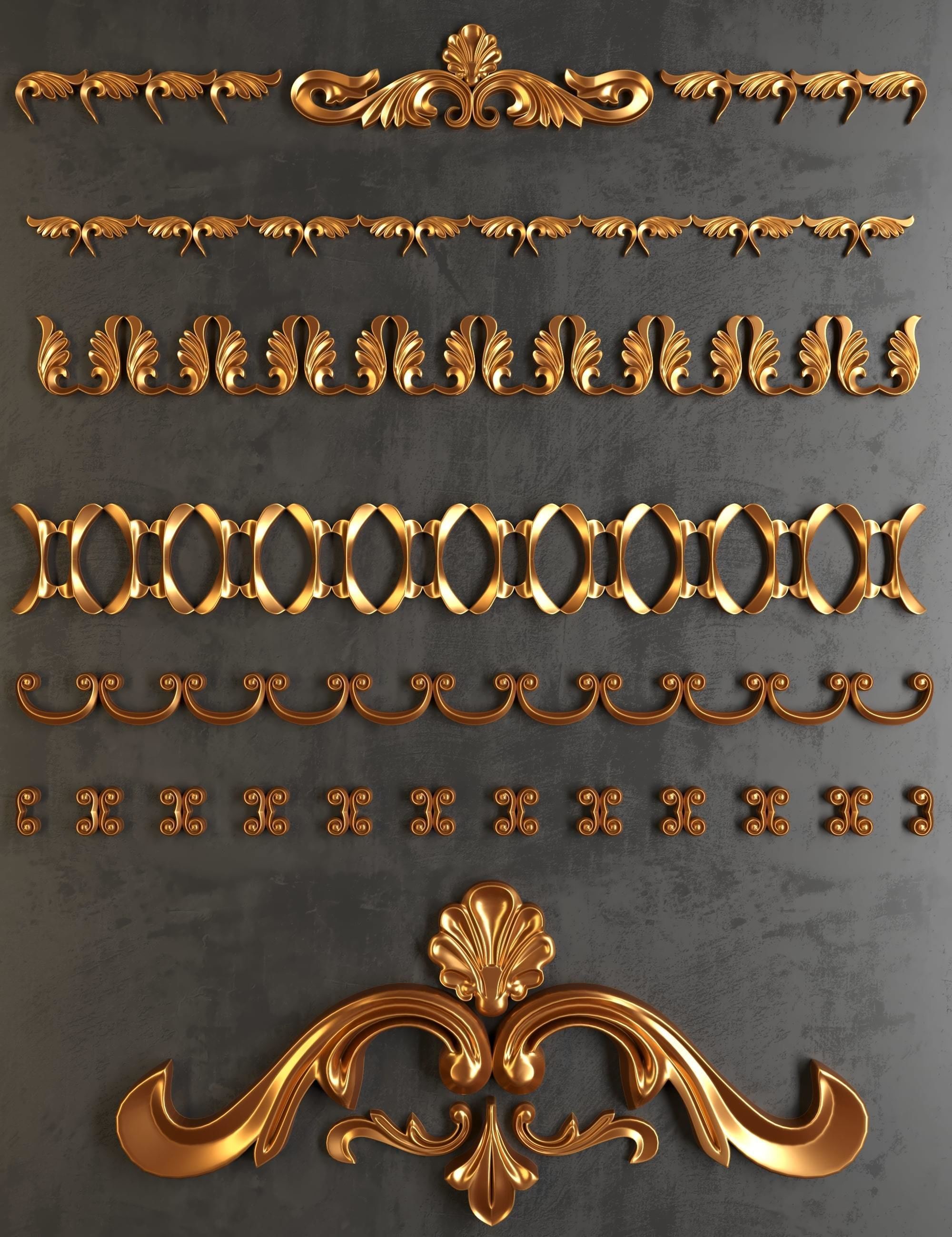 Collection of applied architectural ornaments 3D model_30