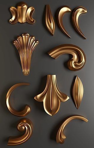 Collection of applied architectural ornaments 3D model_23