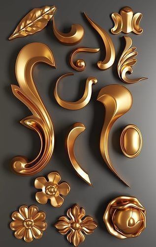 Collection of applied architectural ornaments 3D model_20