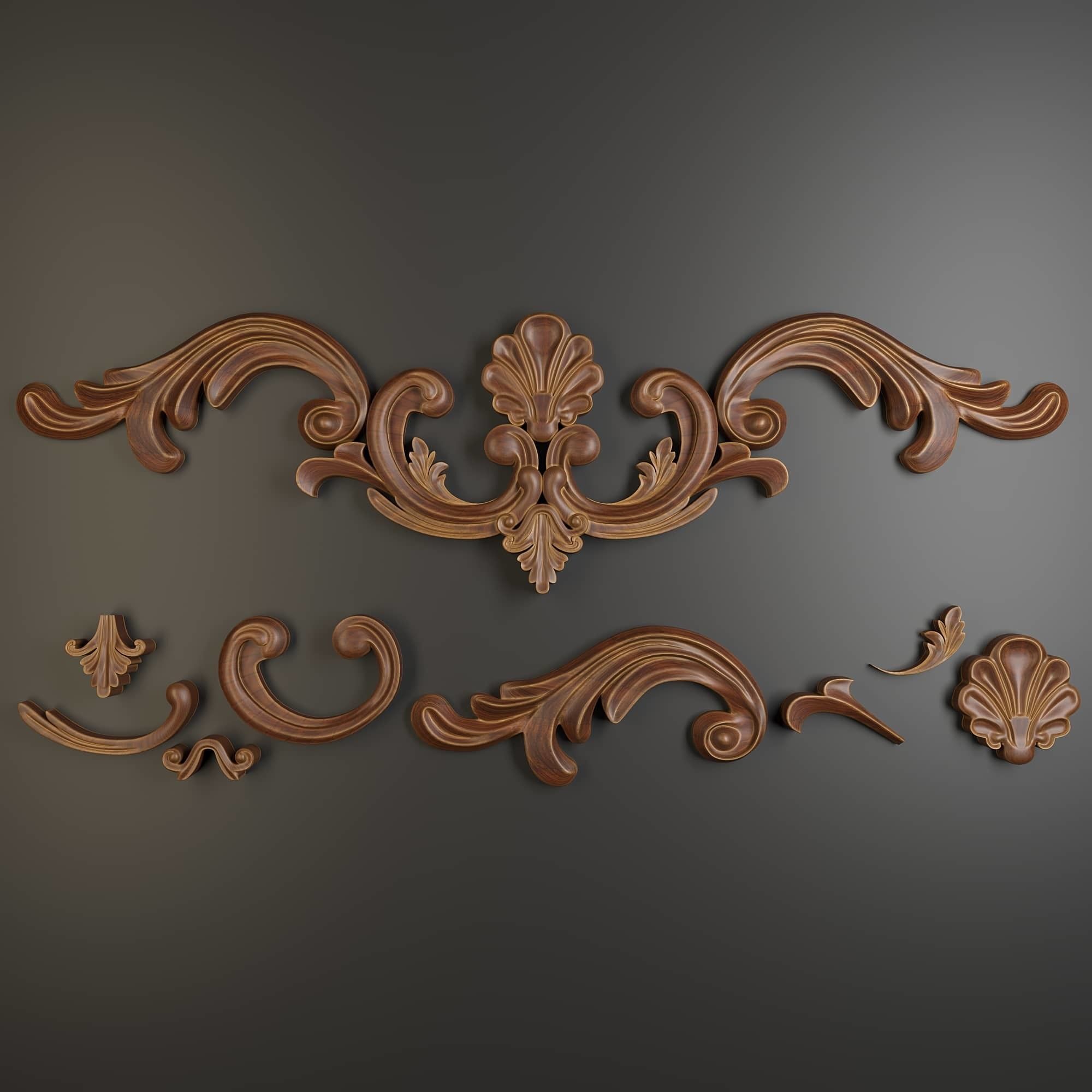 Collection of applied architectural ornaments 3D model_8