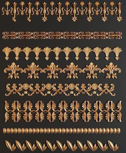 Collection of applied architectural ornaments 3D model_29