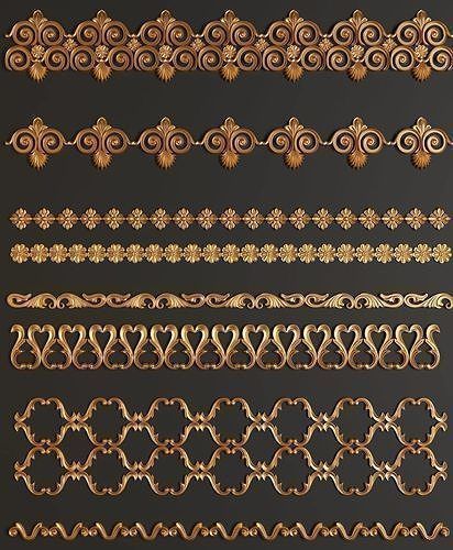 Collection of applied architectural ornaments 3D model_31