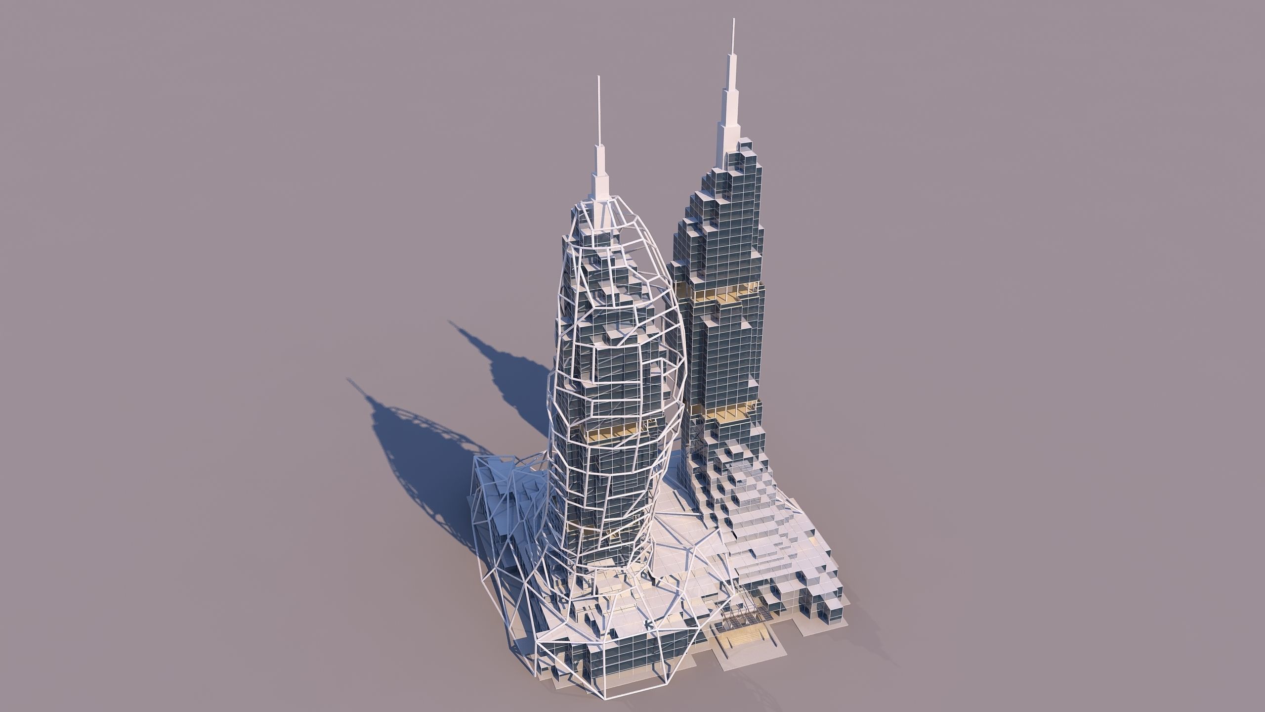 4 Voxel Skyscrapers - Architecture 3D Projects - 2D Drawings 3D Model Collection_9
