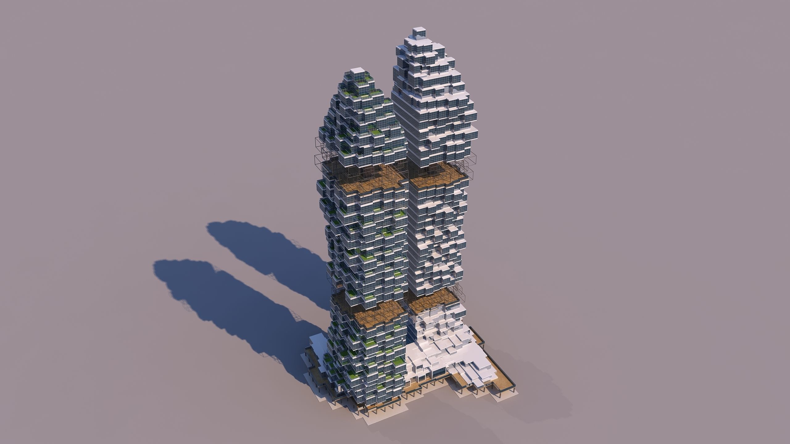4 Voxel Skyscrapers - Architecture 3D Projects - 2D Drawings 3D Model Collection_5