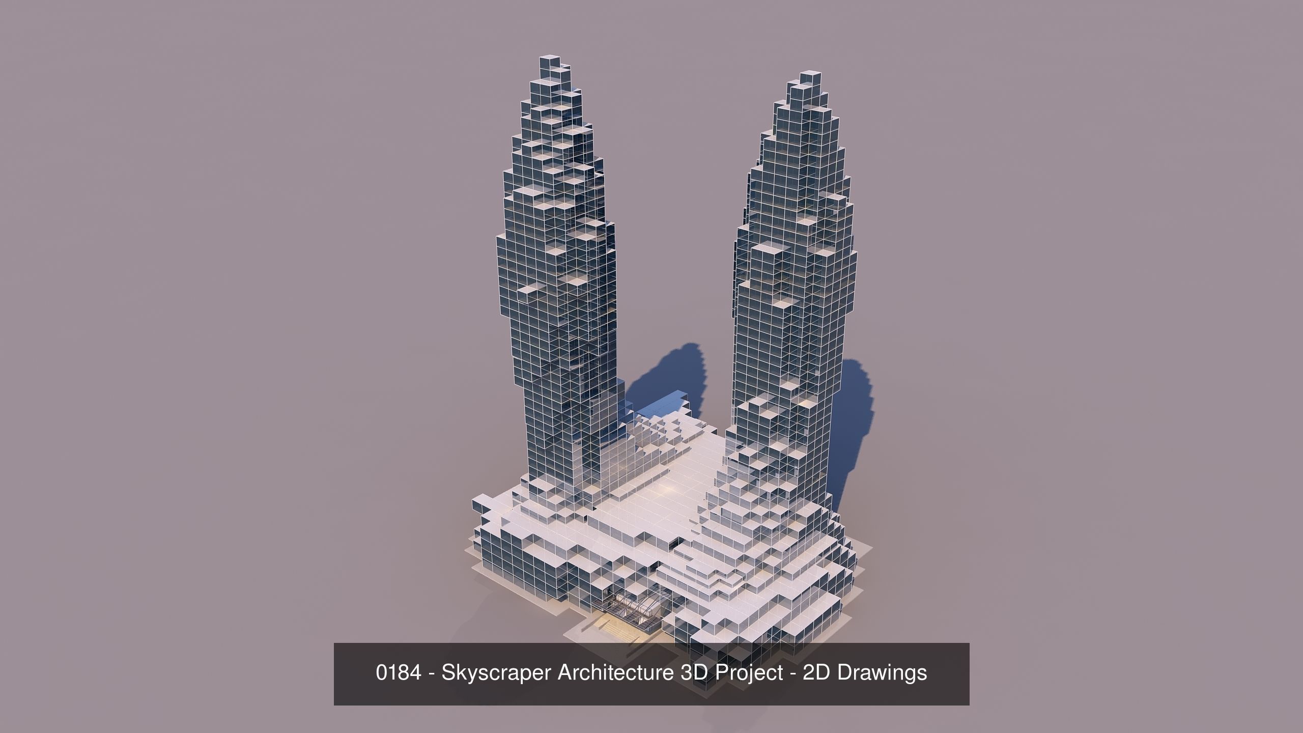 4 Voxel Skyscrapers - Architecture 3D Projects - 2D Drawings 3D Model Collection_2