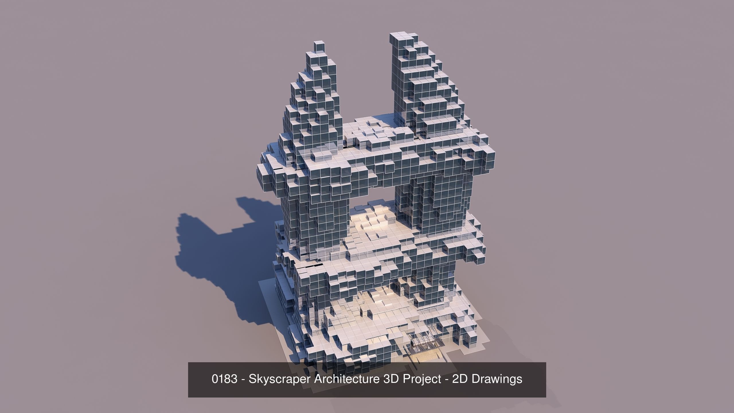 4 Voxel Skyscrapers - Architecture 3D Projects - 2D Drawings 3D Model Collection_4