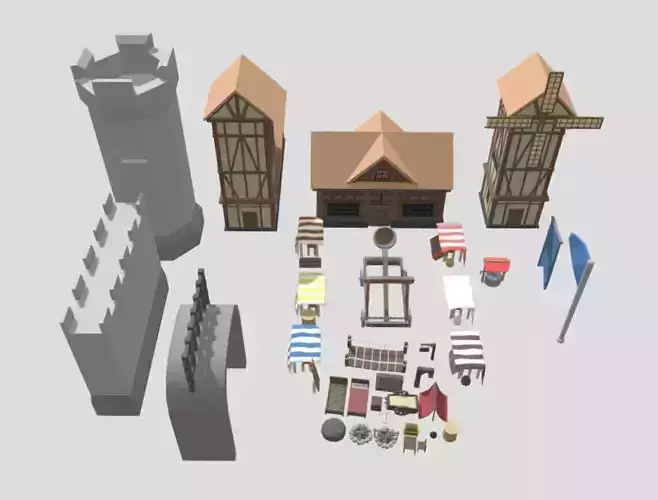  Low Poly Medieval Castle Pack