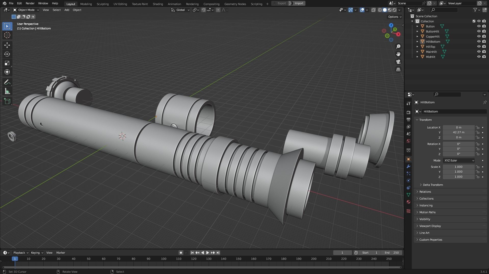 Star Wars Darth Revan Red Lightsaber for Cosplay 3D print model_9