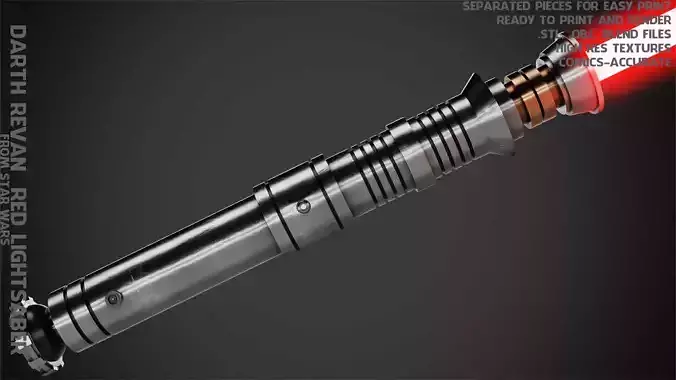 Star Wars Darth Revan Red Lightsaber for Cosplay 3D print model