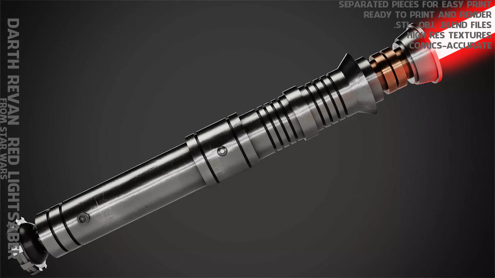 Star Wars Darth Revan Red Lightsaber for Cosplay 3D print model_0
