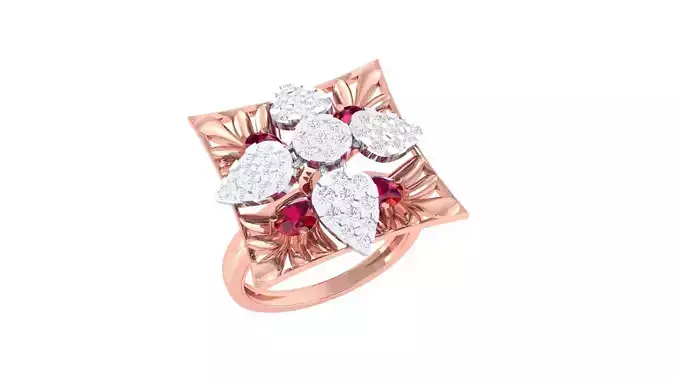 High Jewelry Cocktail Ring 3dm stl obj mtl glb gltf 3mf renders