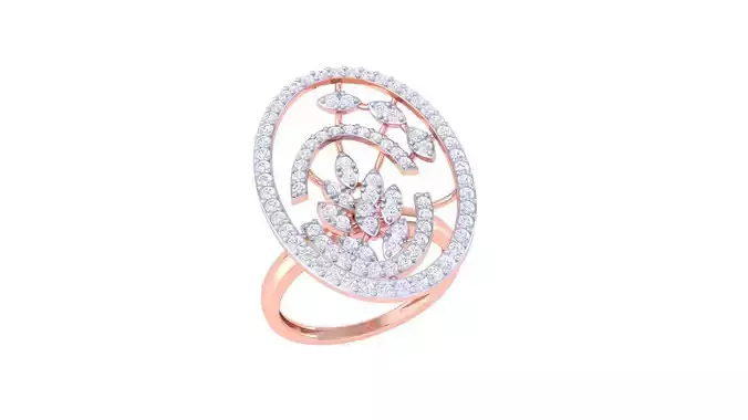 High Jewelry Cocktail Ring 3dm stl obj mtl glb gltf 3mf renders 3D print model