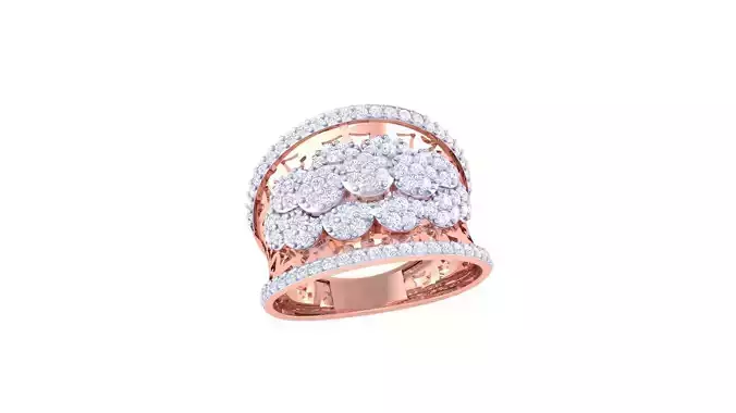 Flower High Jewelry Cocktail Ring 3dm stl obj mtl glb gltf 3mf 3D print model