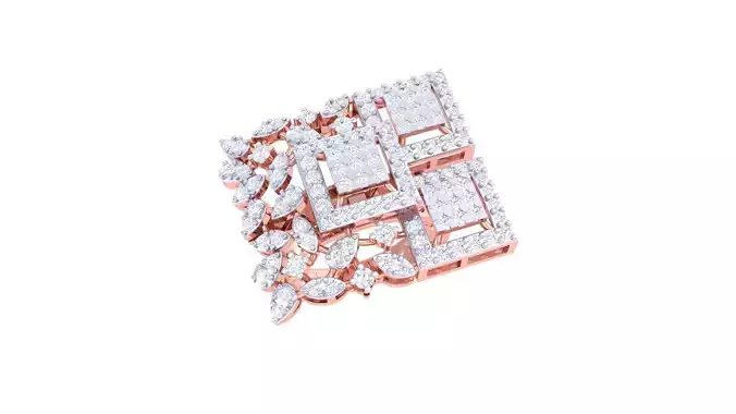 High Jewelry Cocktail Ring 3dm stl obj mtl glb gltf 3mf renders