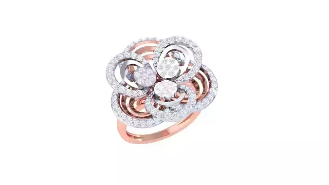Flower High Jewelry Cocktail Ring 3dm stl obj mtl glb gltf 3mf 3D print model