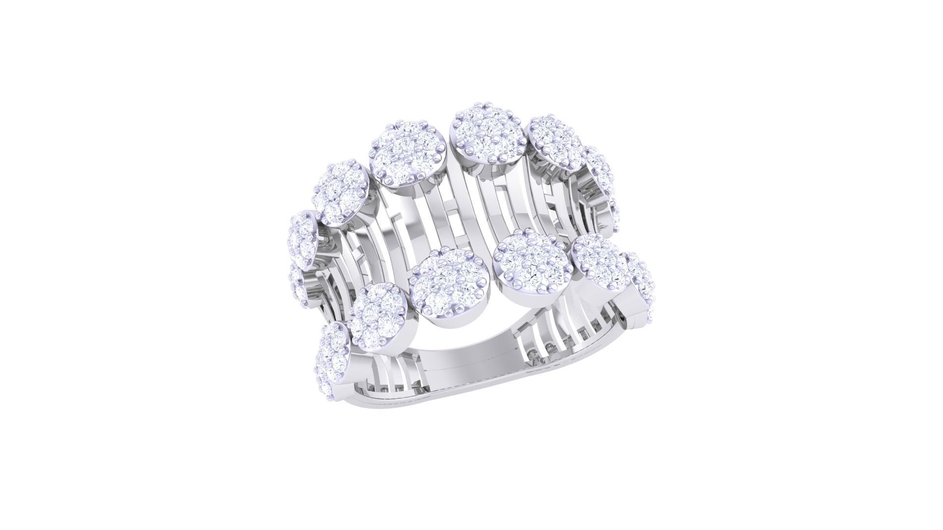 High Jewelry Cocktail Ring 3dm stl obj mtl glb gltf 3mf renders 3D print model_1