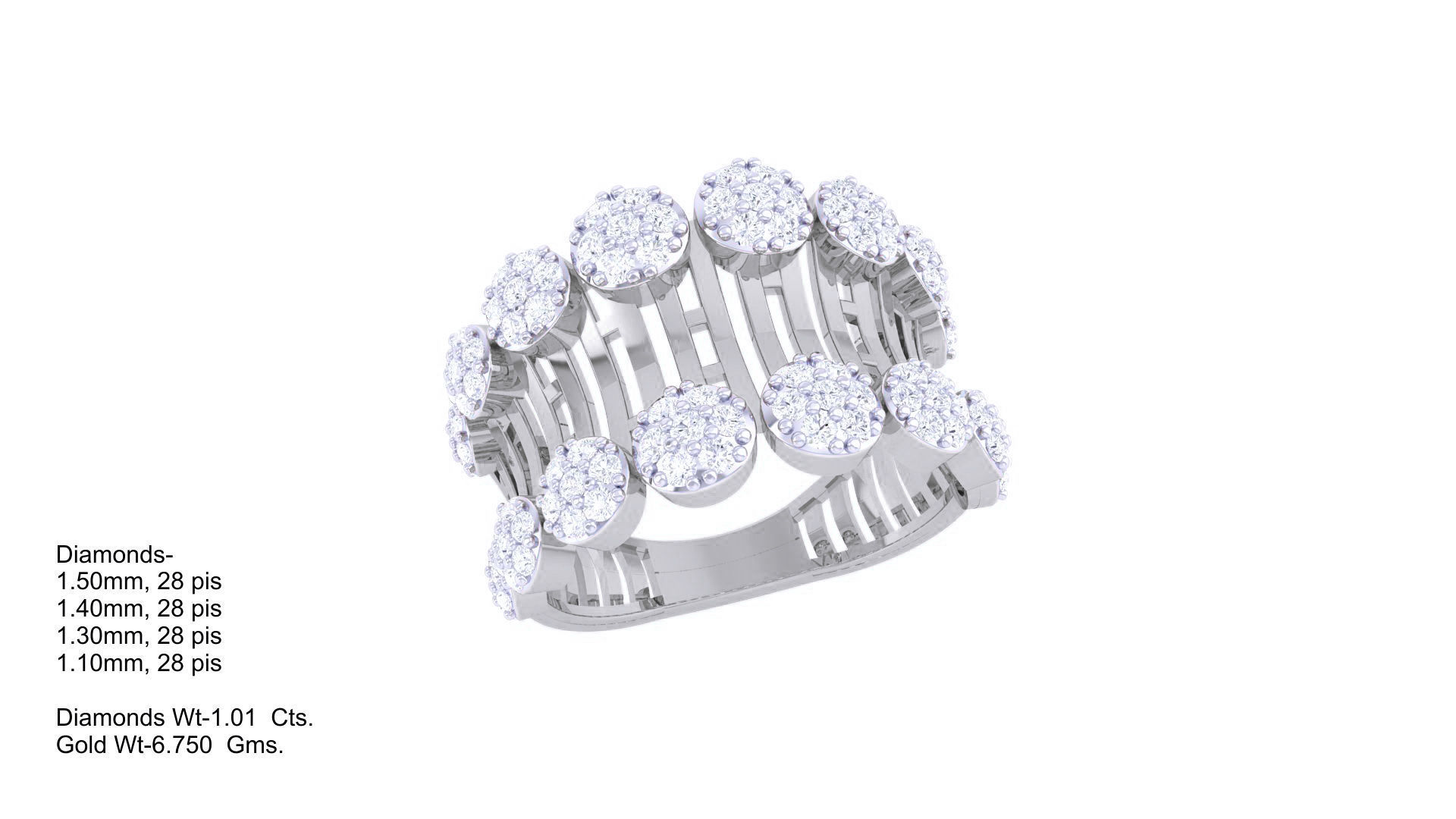 High Jewelry Cocktail Ring 3dm stl obj mtl glb gltf 3mf renders 3D print model_4