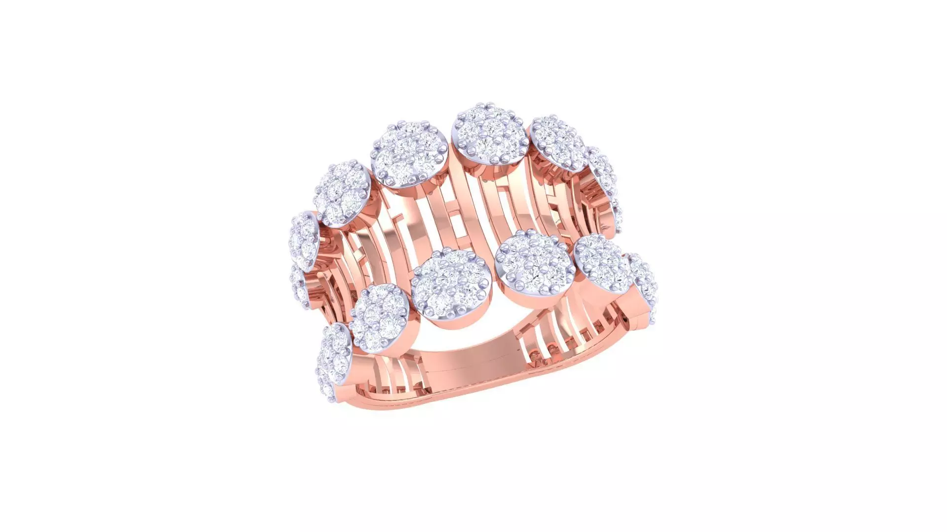 High Jewelry Cocktail Ring 3dm stl obj mtl glb gltf 3mf renders 3D print model_0