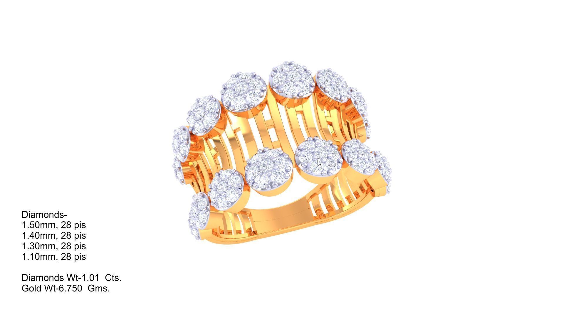 High Jewelry Cocktail Ring 3dm stl obj mtl glb gltf 3mf renders 3D print model_3