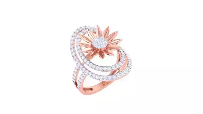 Lily Flower High Jewelry Cocktail Ring 3dm stl obj mtl glb gltf
