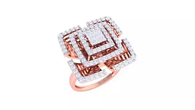 Symmetric Flower High Jewelry Cocktail Ring 3dm stl obj mtl 