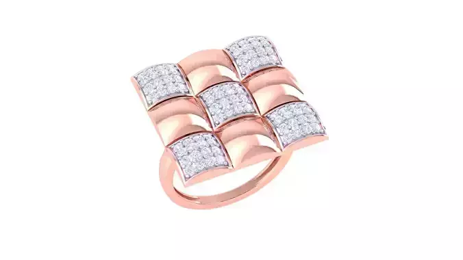 Diamond Head High Jewelry Cocktail Ring 3dm stl obj mtl glb 3D print model