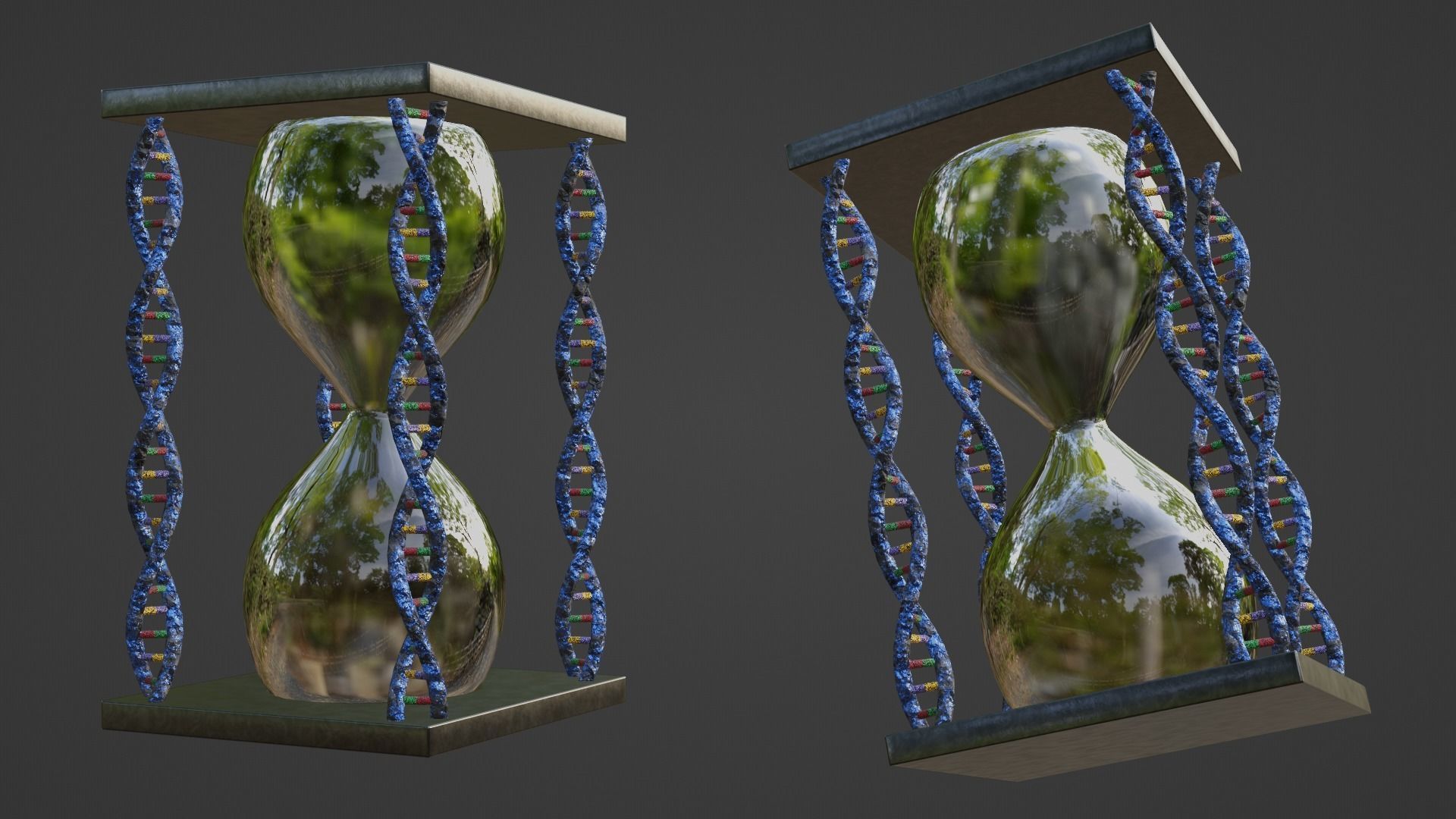 Hourglass - DNA Low-poly 3D model_1