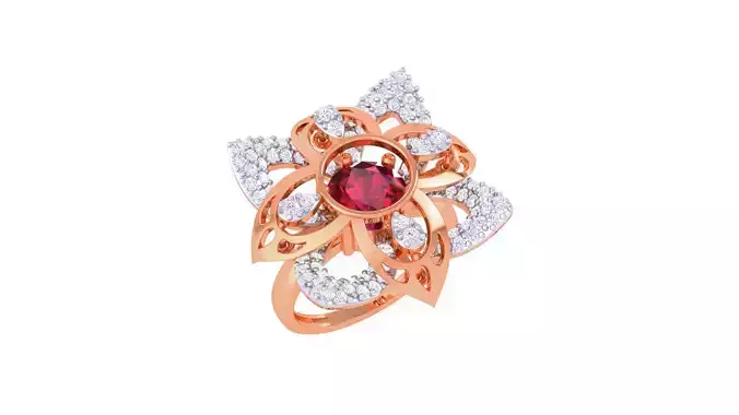 Flower High Jewelry Cocktail Ring 3dm stl obj mtl glb gltf 3D print model