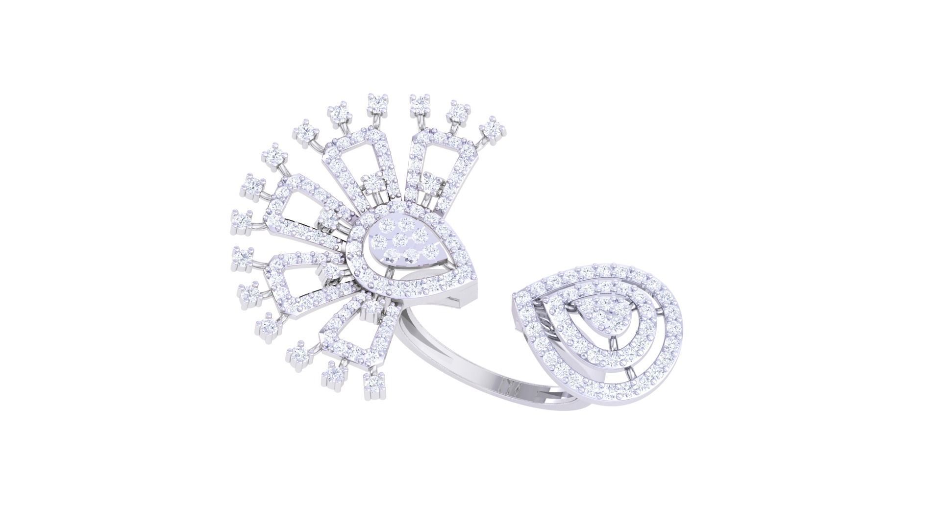 High Jewelry Cocktail Ring 3dm stl obj mtl glb gltf 3mf renders 3D print model_1