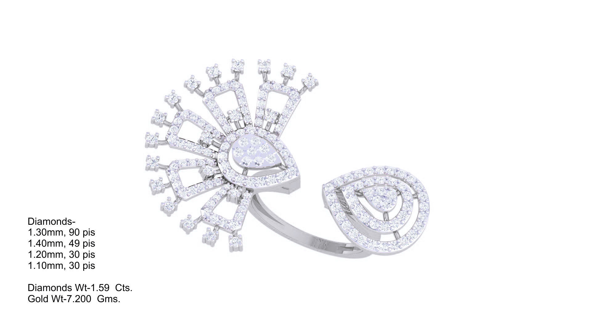 High Jewelry Cocktail Ring 3dm stl obj mtl glb gltf 3mf renders 3D print model_5