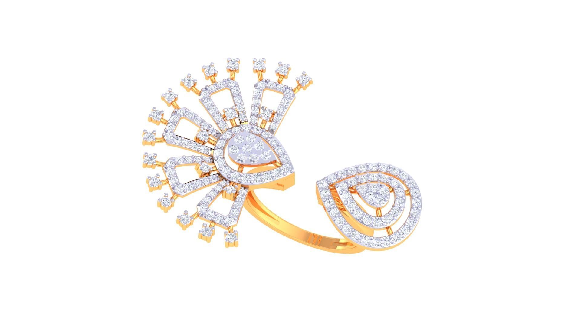 High Jewelry Cocktail Ring 3dm stl obj mtl glb gltf 3mf renders 3D print model_7