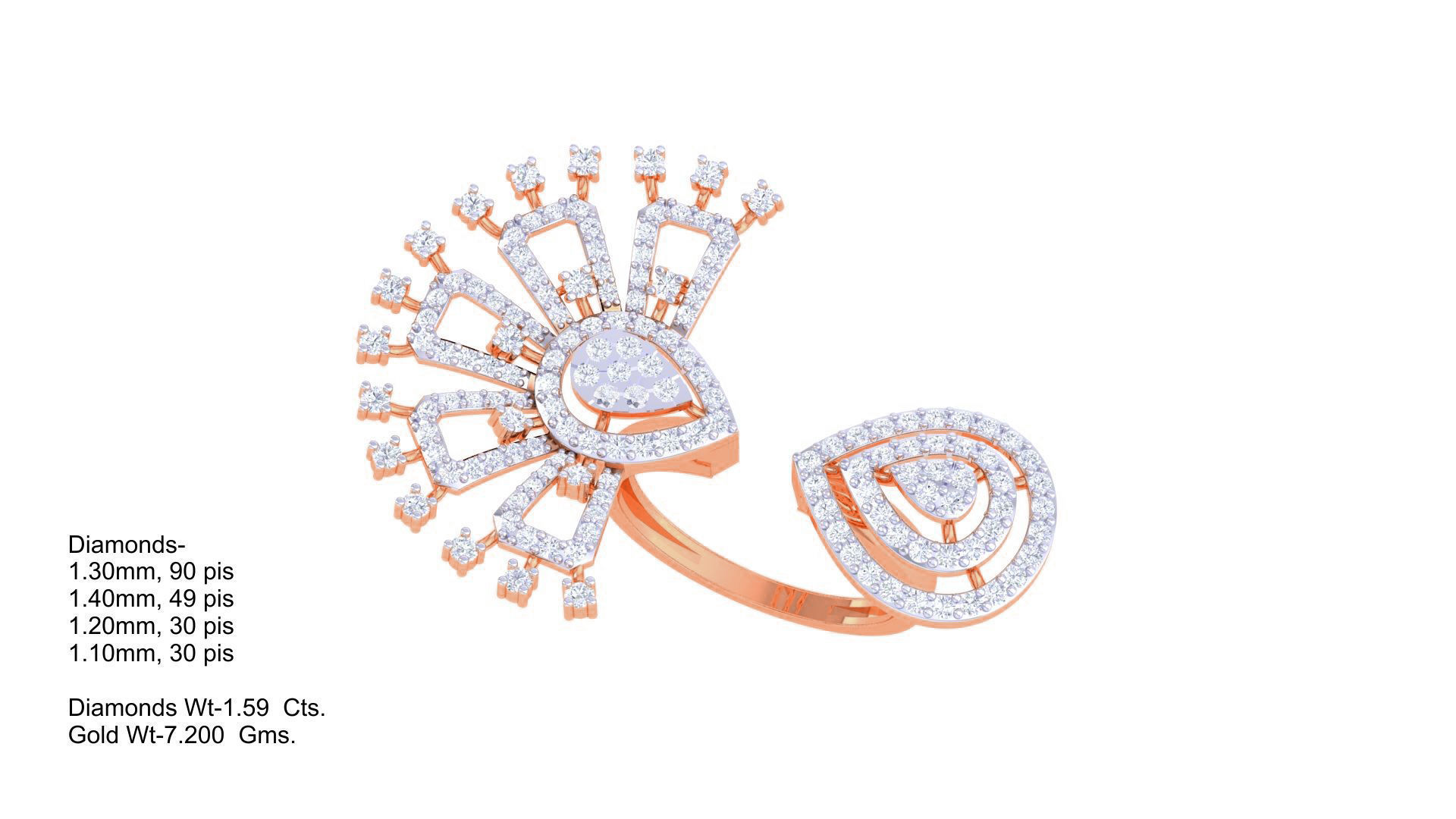 High Jewelry Cocktail Ring 3dm stl obj mtl glb gltf 3mf renders 3D print model_6