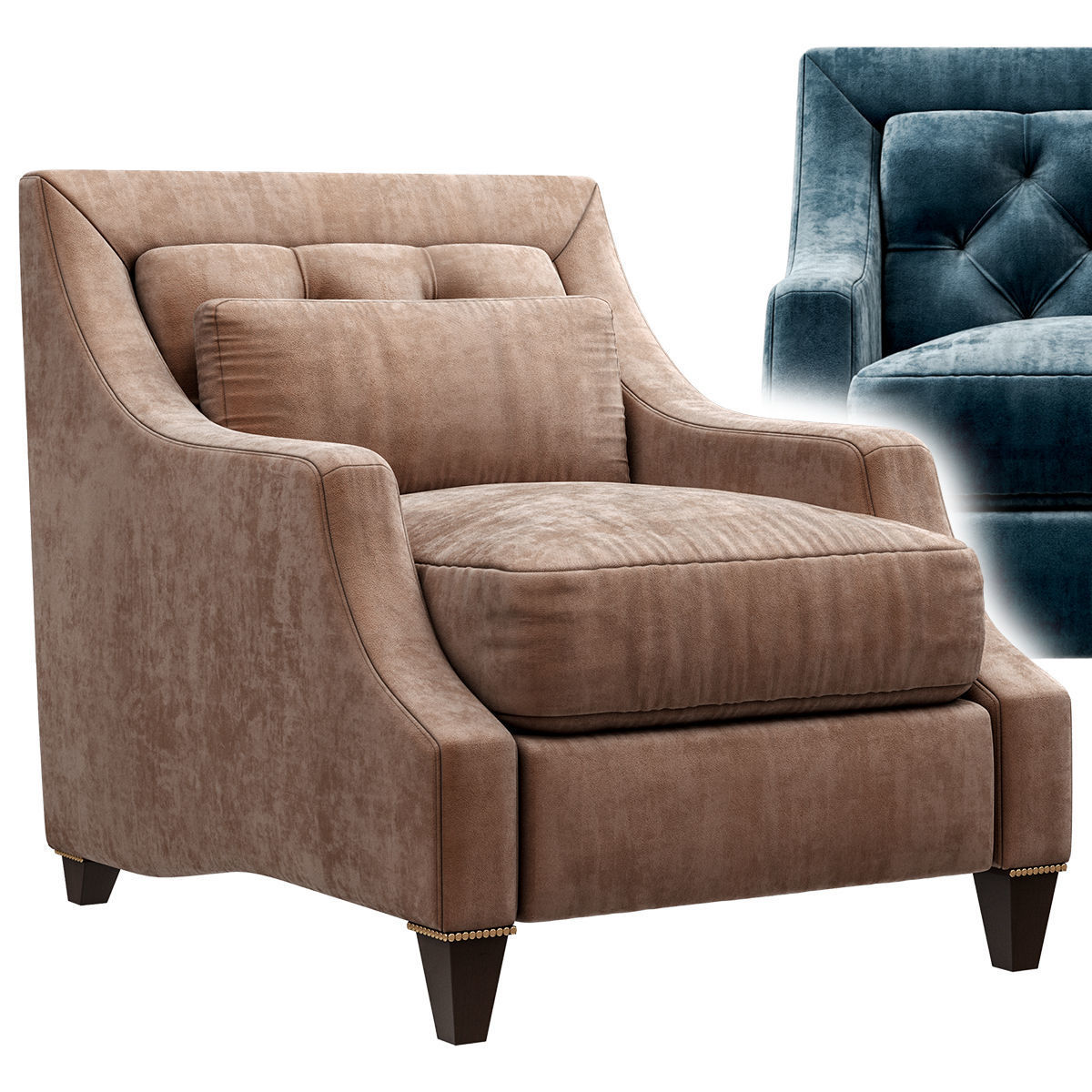 Baker Max Club tufted Armchair 3D model_1