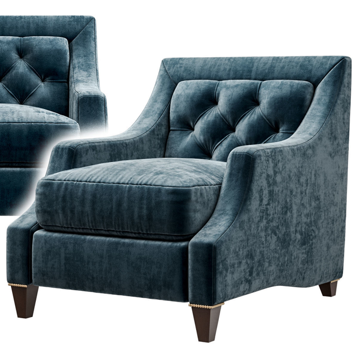 Baker Max Club tufted Armchair 3D model_2
