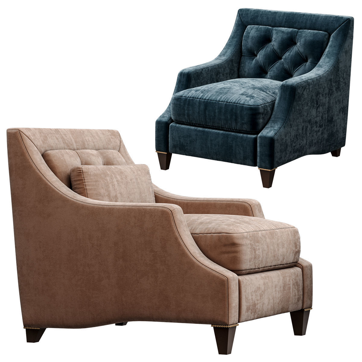 Baker Max Club tufted Armchair 3D model_3