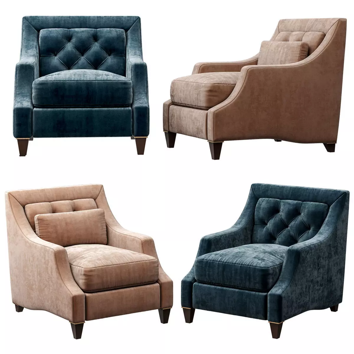 Baker Max Club tufted Armchair 3D model_0