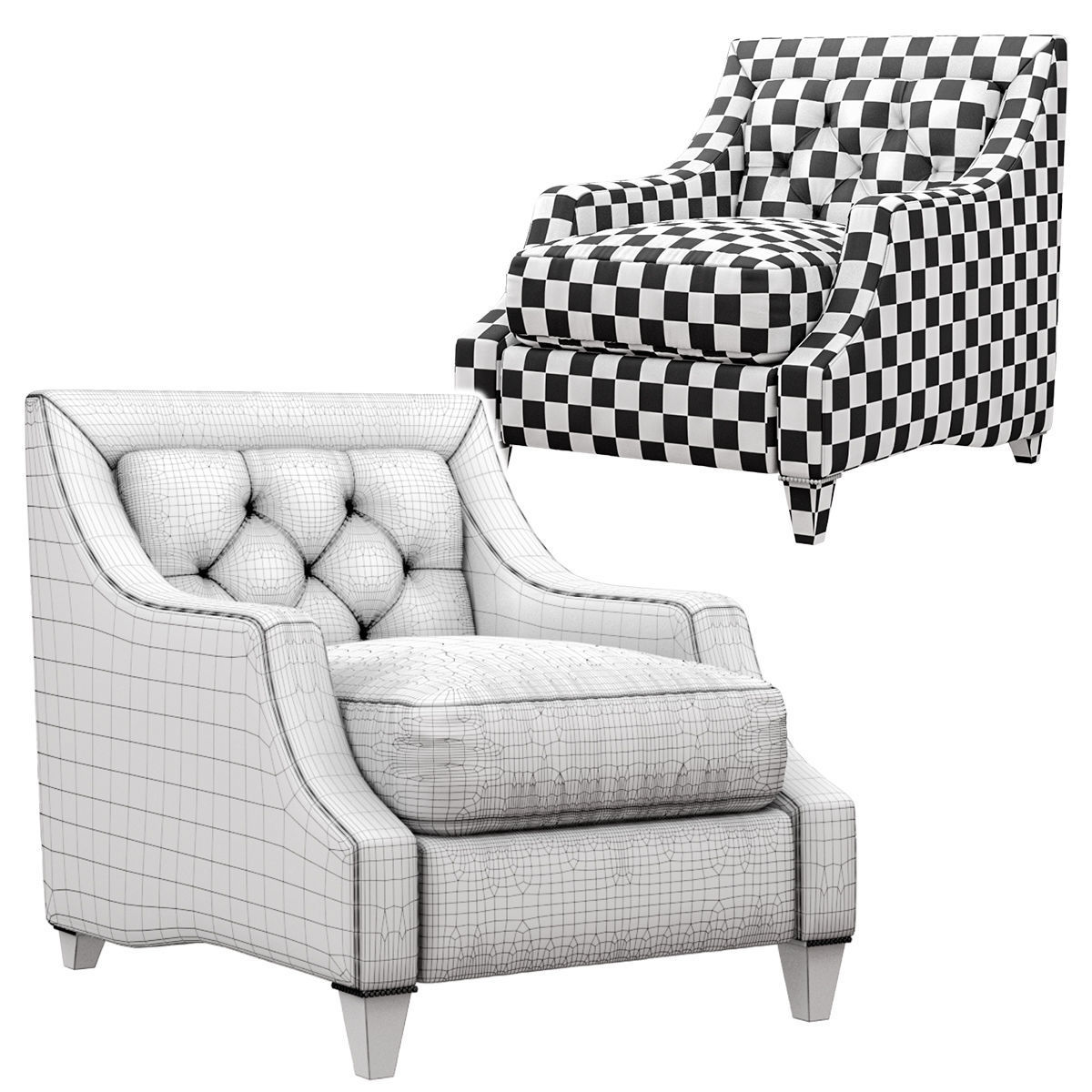 Baker Max Club tufted Armchair 3D model_4