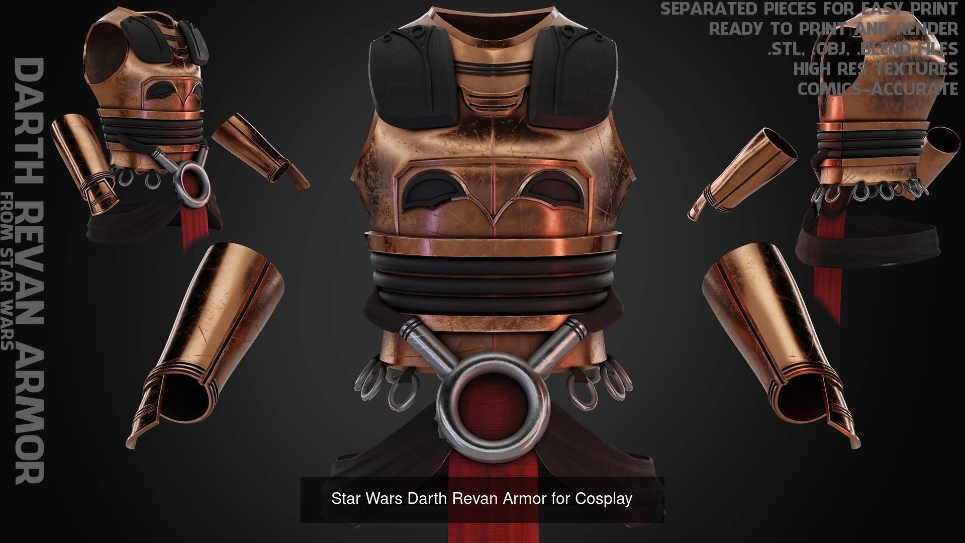Star Wars Darth Revan Full Armor and Lightsabers for Cosplay 3D Model Collection_6