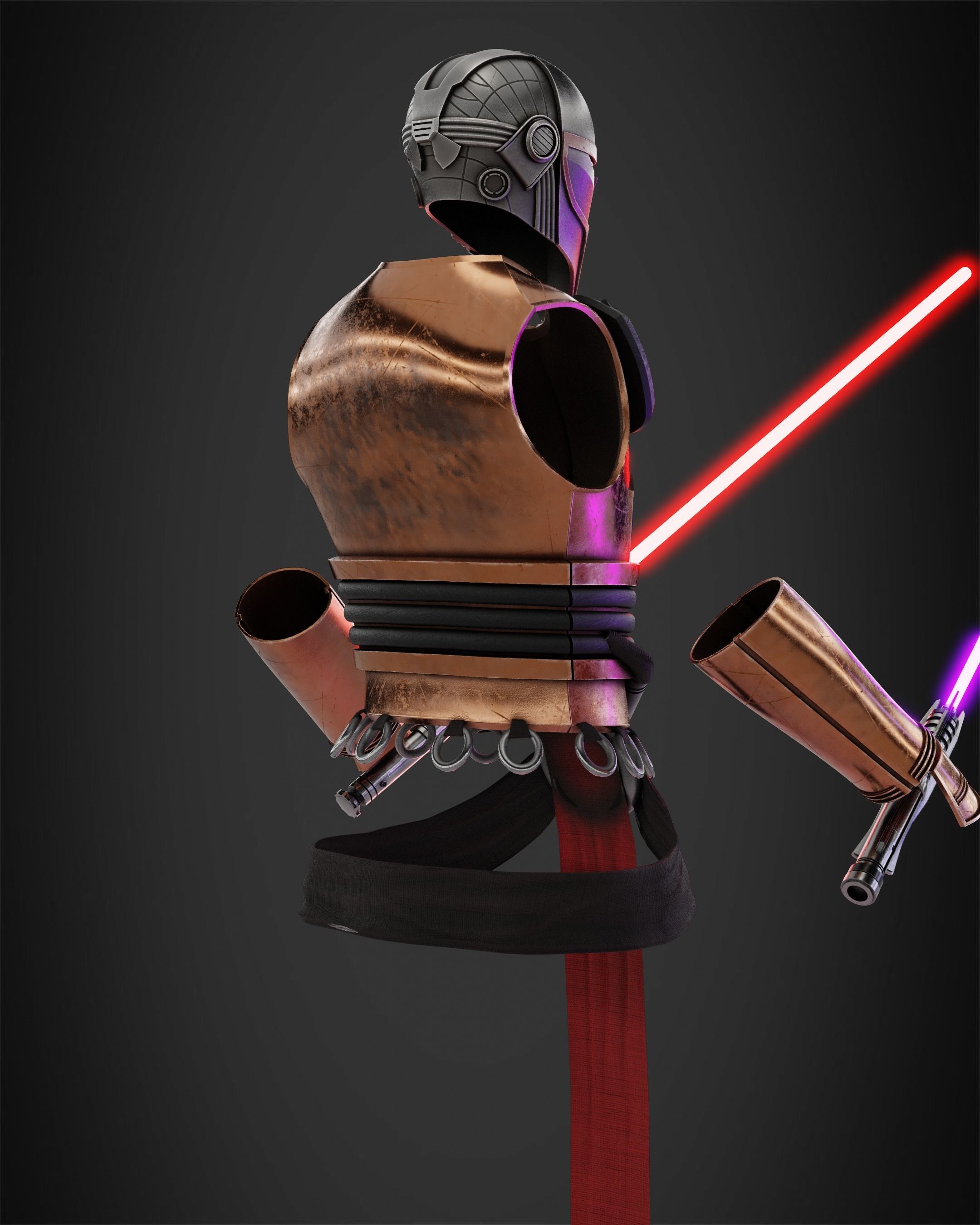 Star Wars Darth Revan Full Armor and Lightsabers for Cosplay 3D Model Collection_13