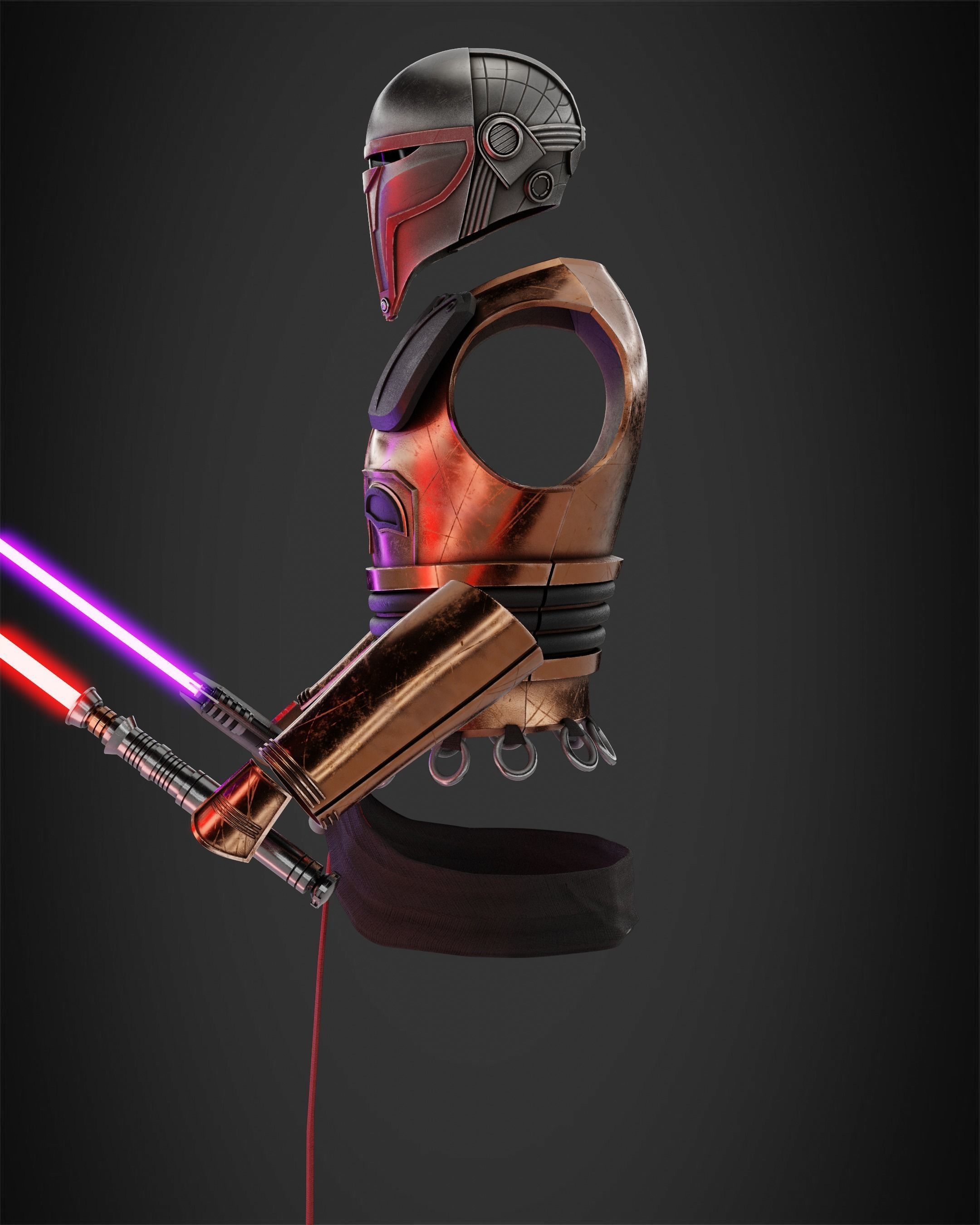 Star Wars Darth Revan Full Armor and Lightsabers for Cosplay 3D Model Collection_11