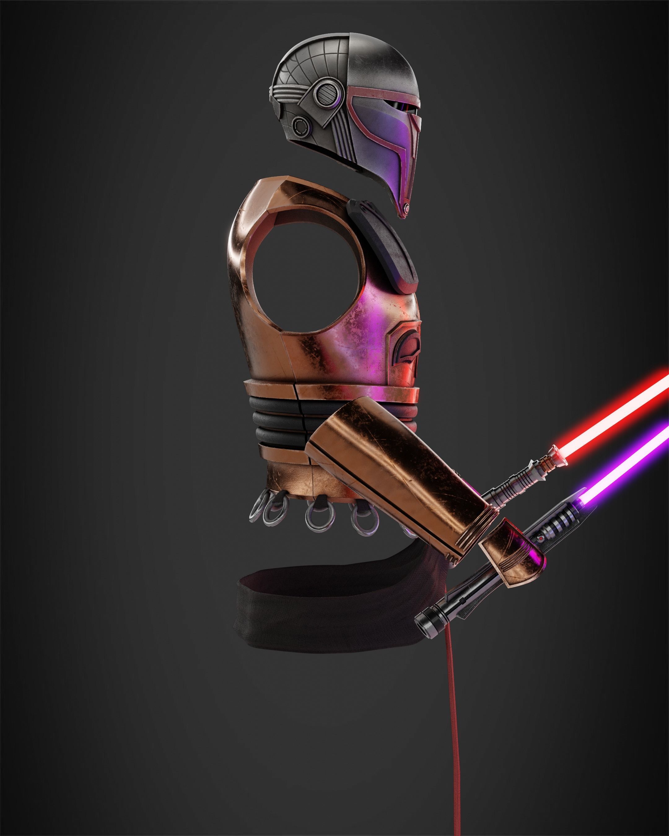 Star Wars Darth Revan Full Armor and Lightsabers for Cosplay 3D Model Collection_15